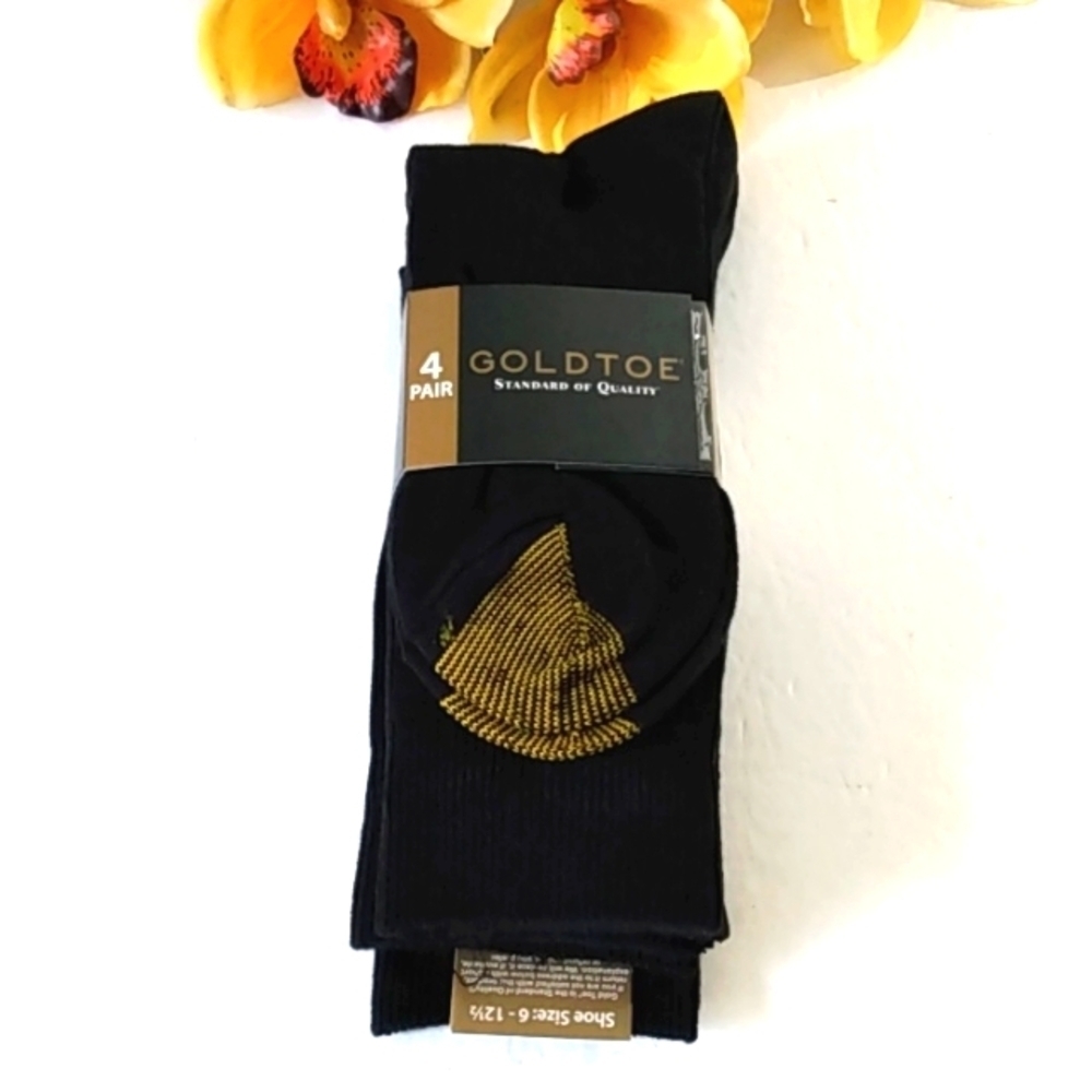 GOLDTOE Aquafx Moisture Control Ultra Soft Dress Socks 4 Pair Set SIZE 1ā¦